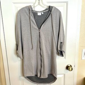 Blue Caribbean Gray Striped Hoodie, M